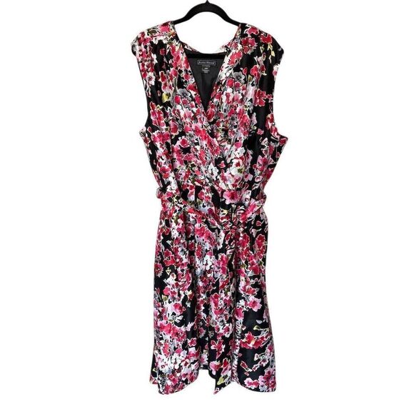 Jessica Howard Plus Size 24 Floral Wrap Dress Midi Length Sleeveless - Picture 1 of 5